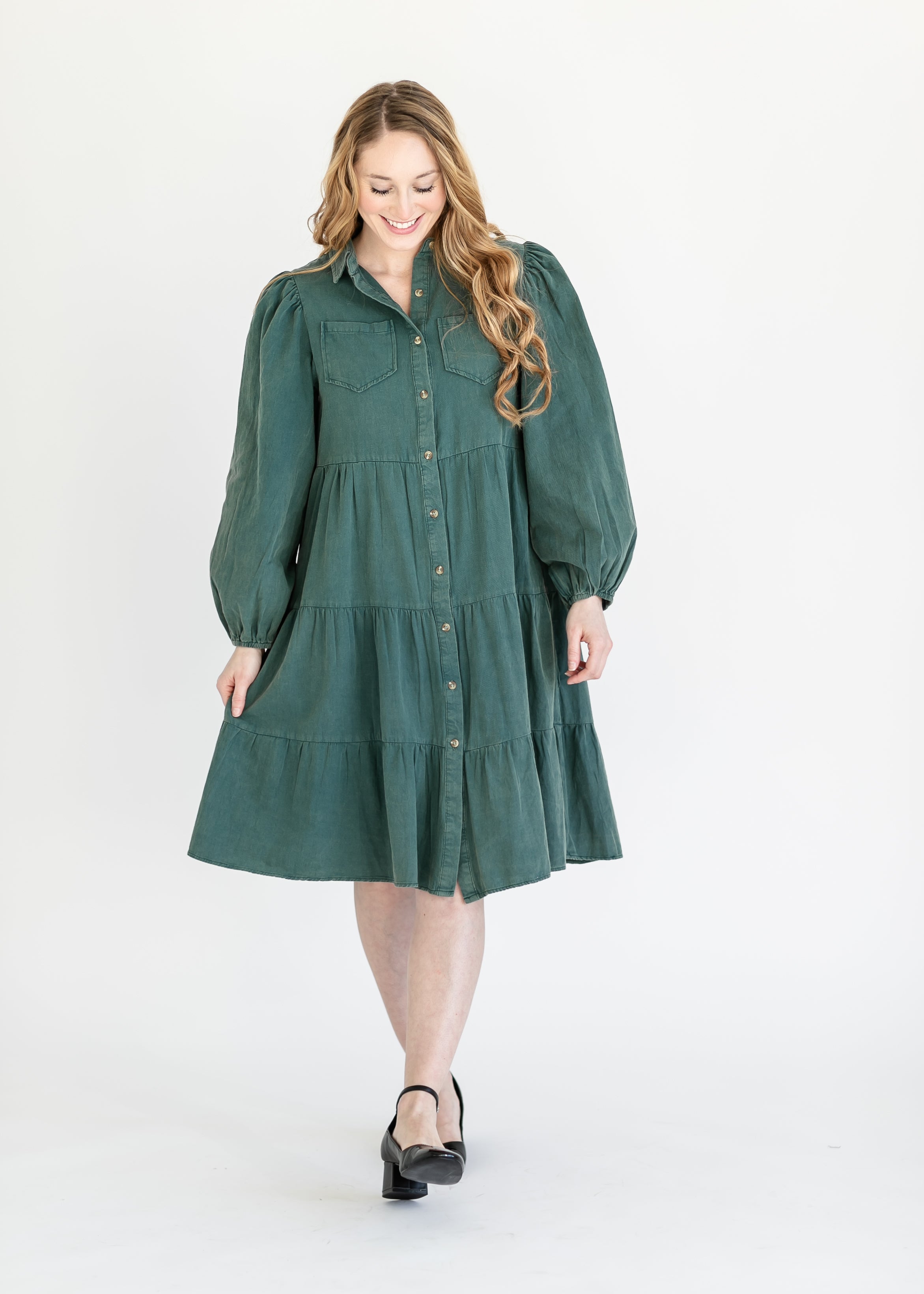 Hunter green clearance shirt dress