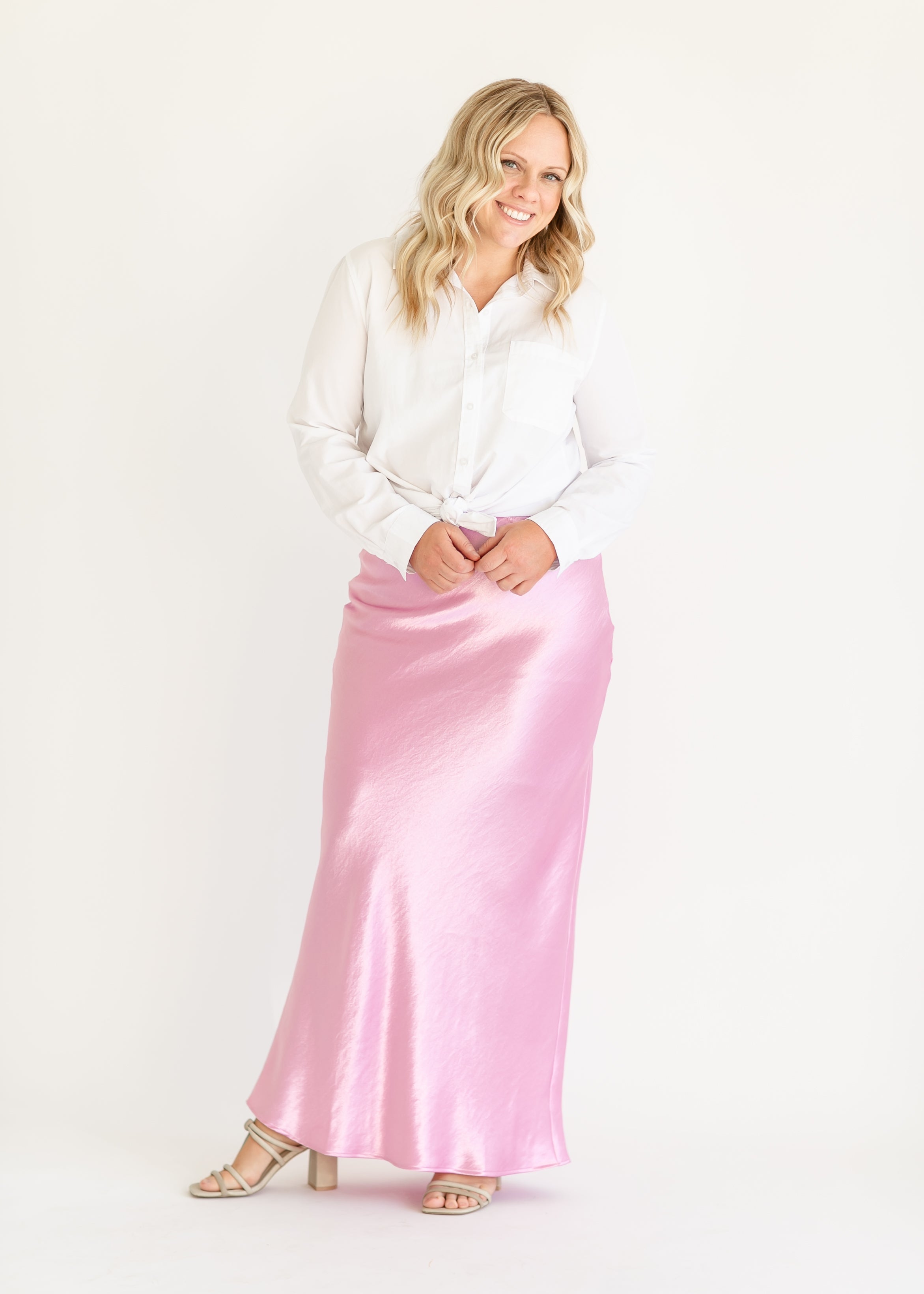 Satin High Waist Maxi Skirt