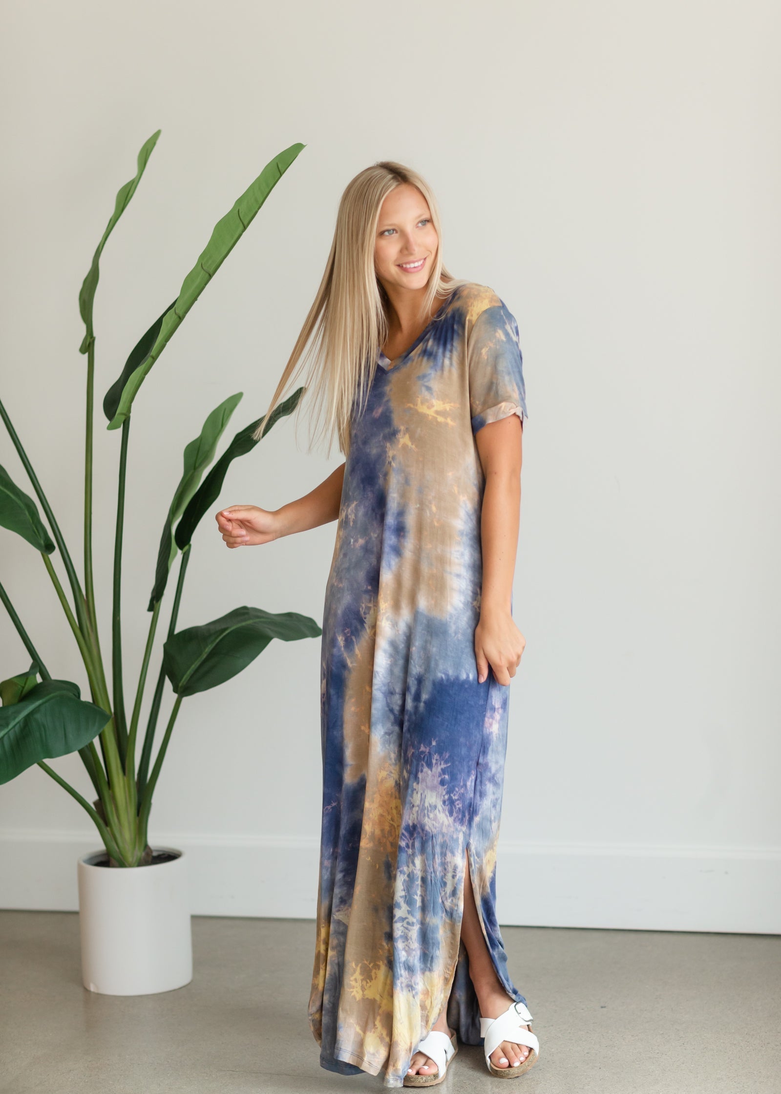 Tie dye t shirt cheap maxi dress