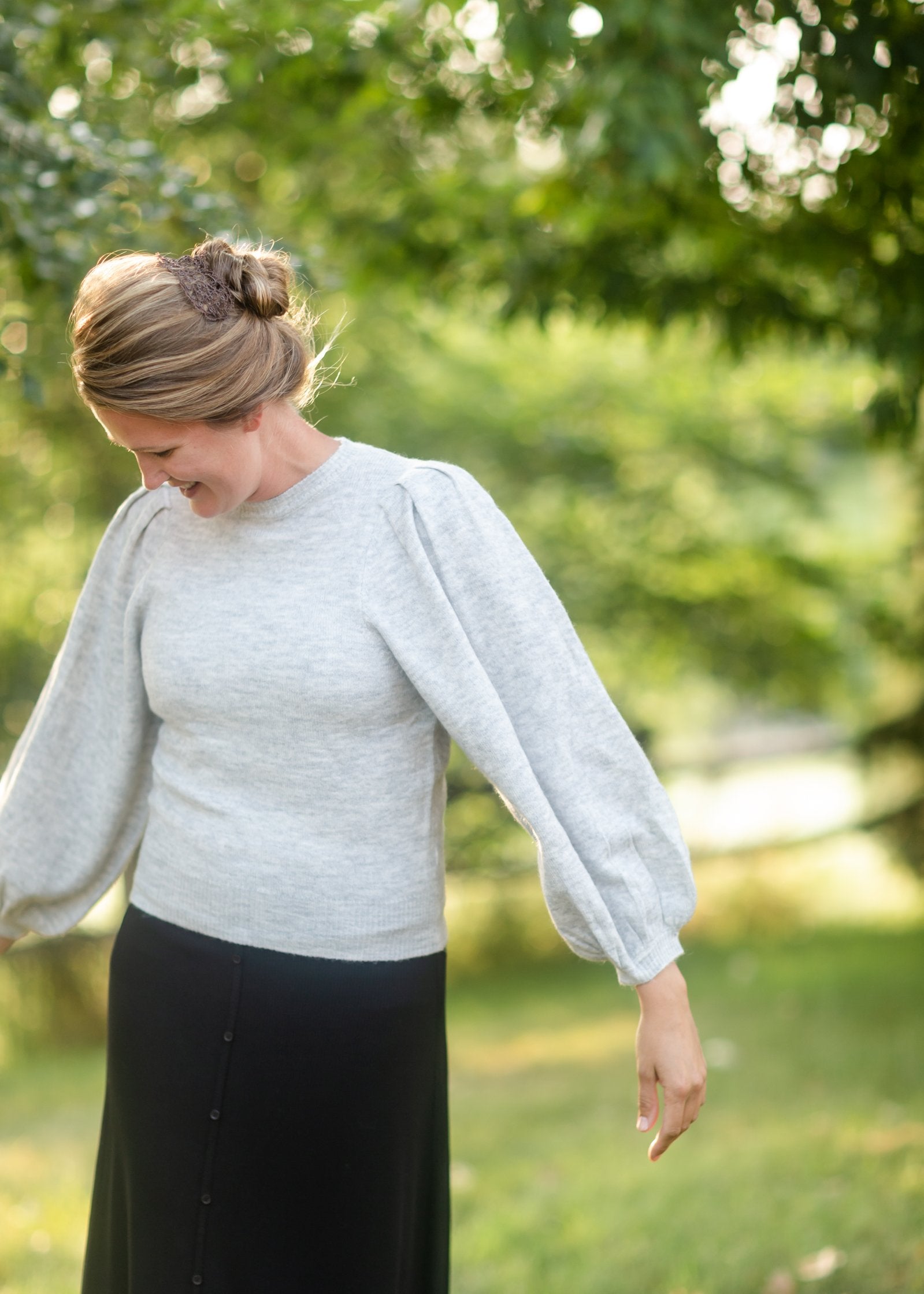 Gray Balloon Sleeve Knit Sweater - FINAL SALE