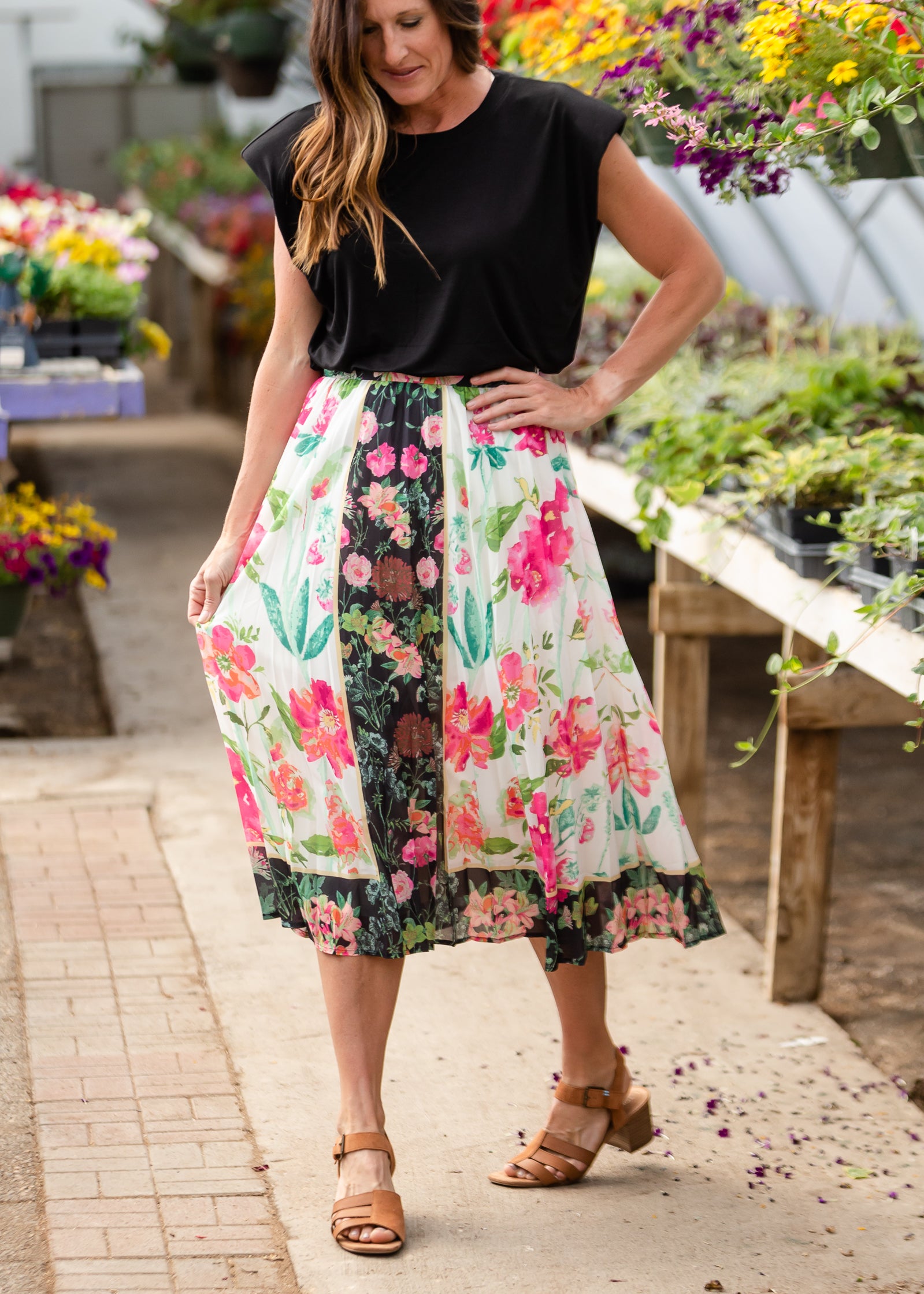 Floral midi shop skirt sale