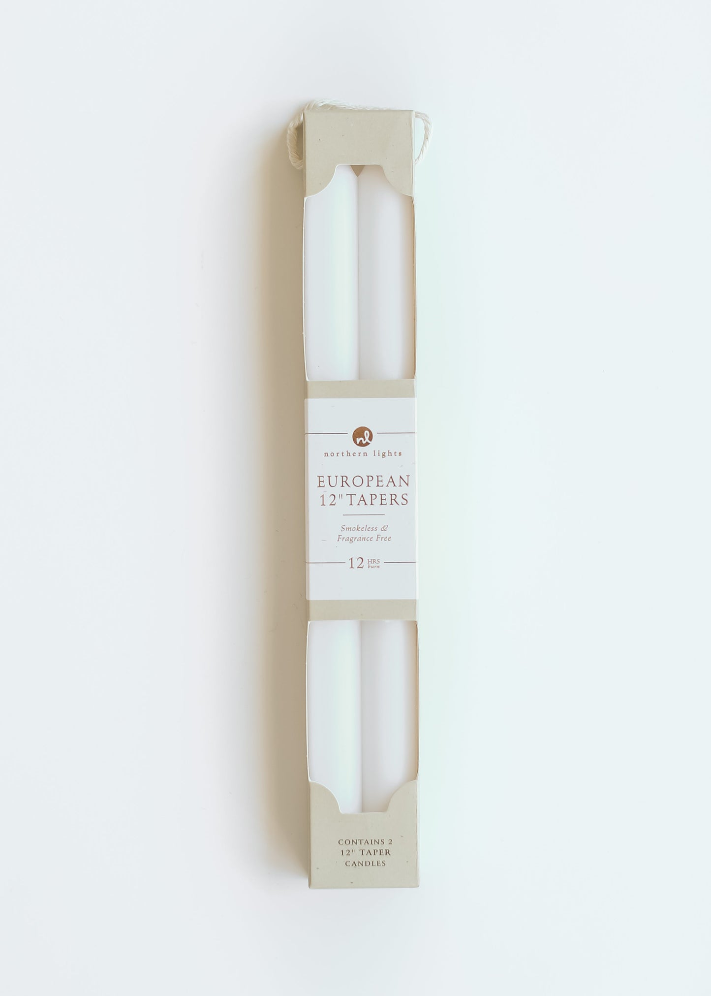 12" European Taper Candles 2 Pack FF Home + Lifestyle Pure White