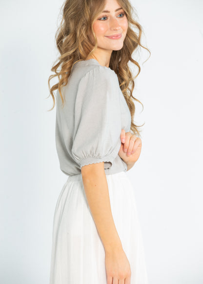 Button Puff Short Sleeve Cardigan