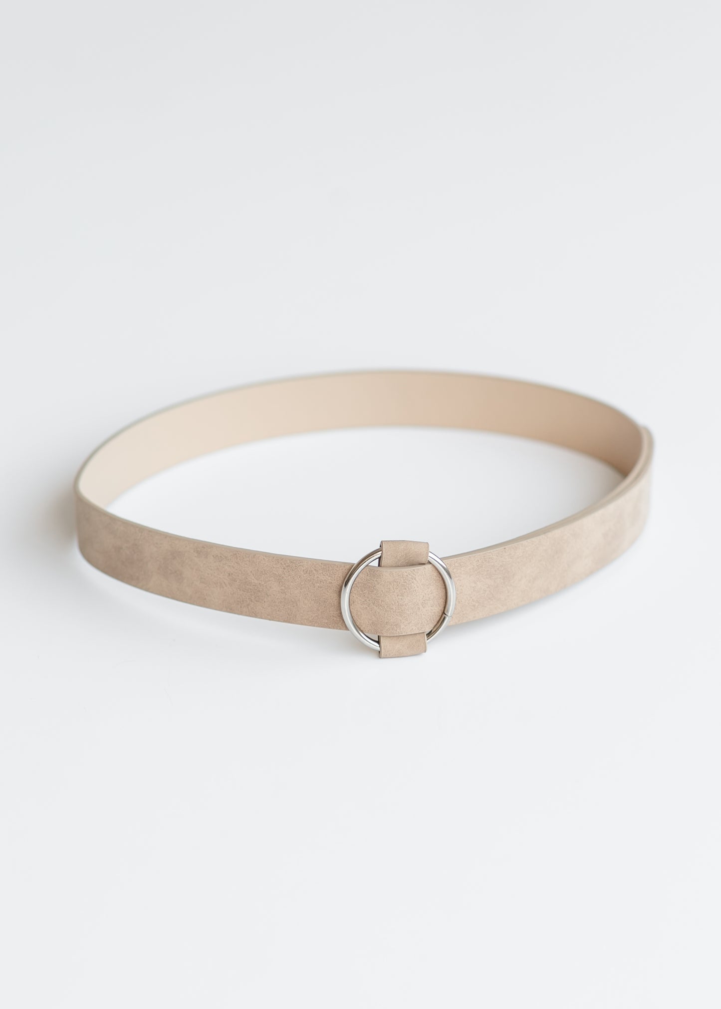 Circle Slide Buckle Suede Belt