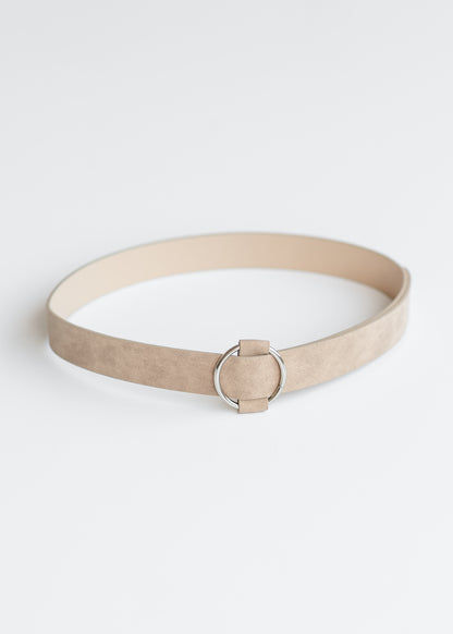 Circle Slide Buckle Suede Belt