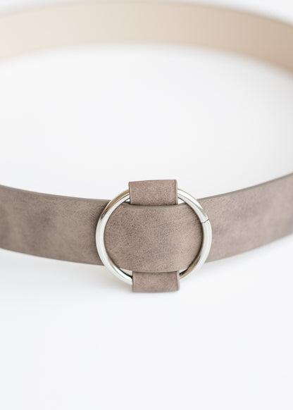 Circle Slide Buckle Suede Belt