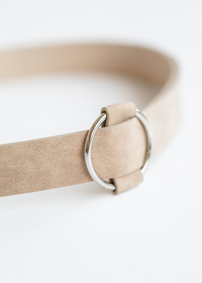 Circle Slide Buckle Suede Belt