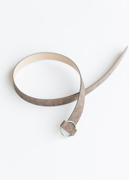 Circle Slide Buckle Suede Belt