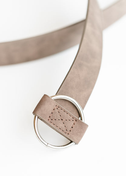 Circle Slide Buckle Suede Belt