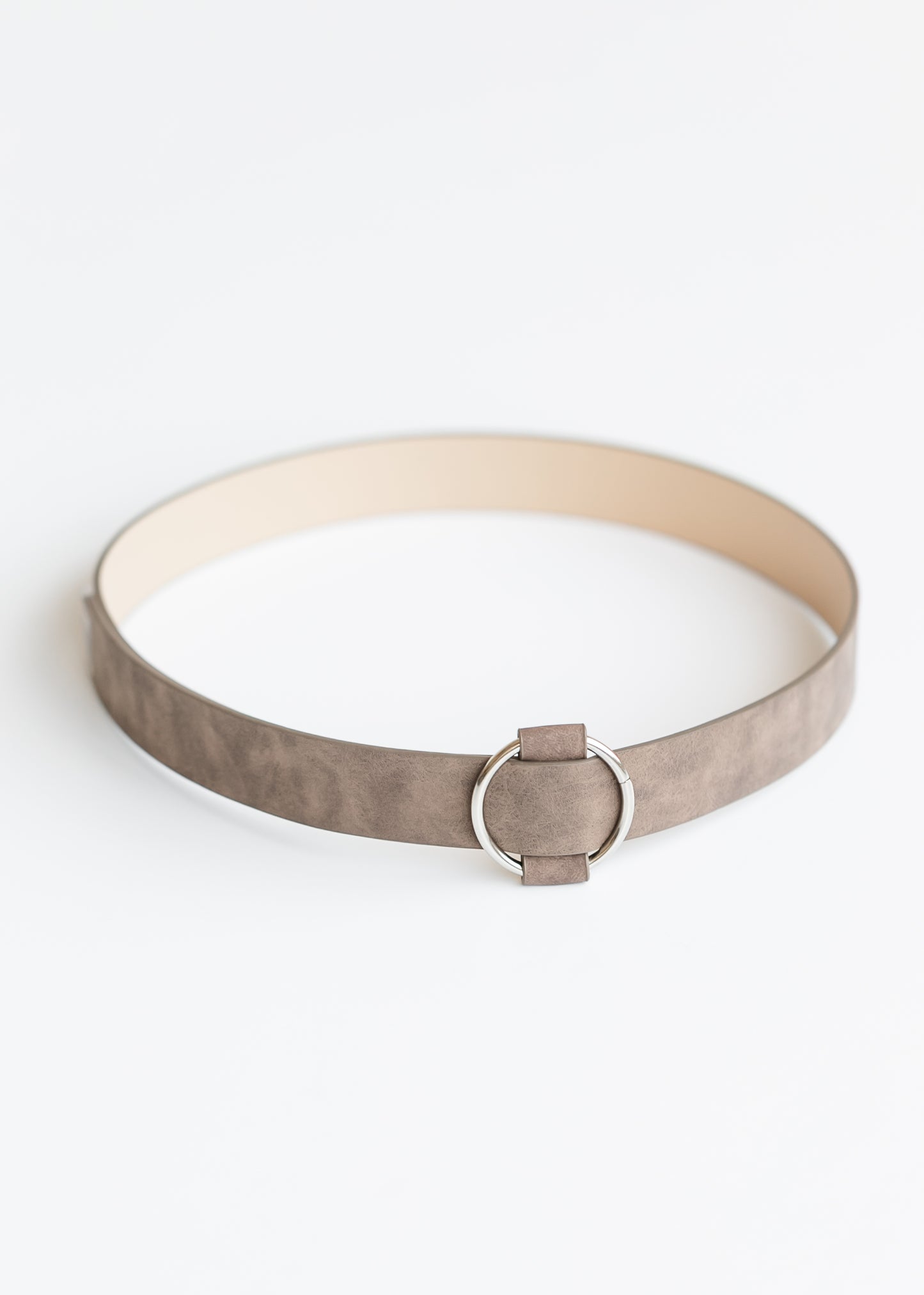 Circle Slide Buckle Suede Belt