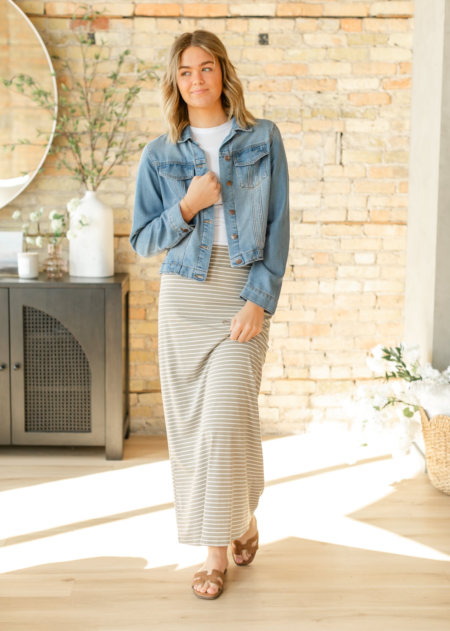 Clarise Striped Premium Knit Maxi Skirt