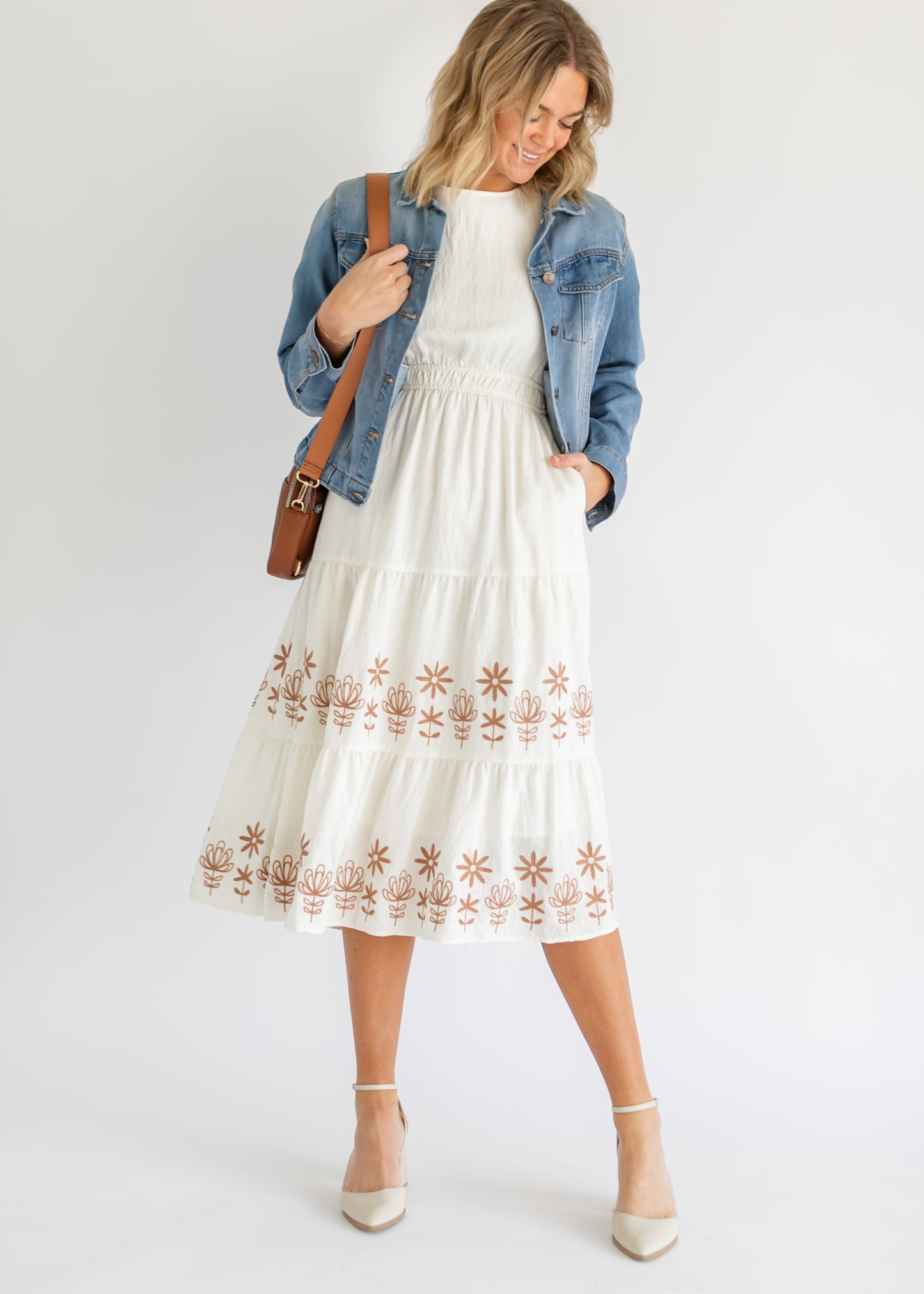 Embroidered Tiered Short Sleeve Maxi Dress FF Dresses