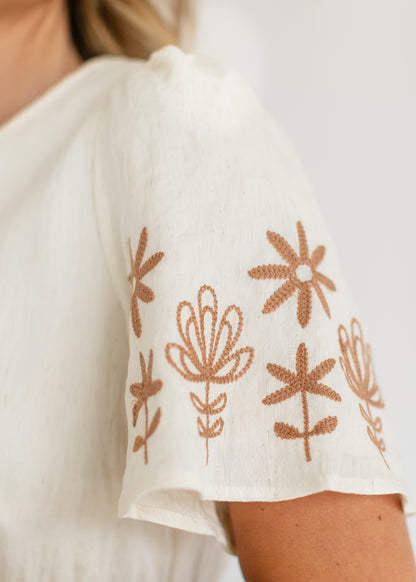 Embroidered Tiered Short Sleeve Maxi Dress FF Dresses