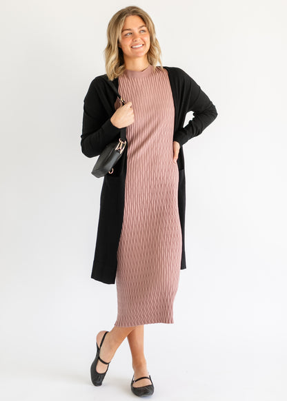 Fara Textured Knit Midi Dress FF Dresses