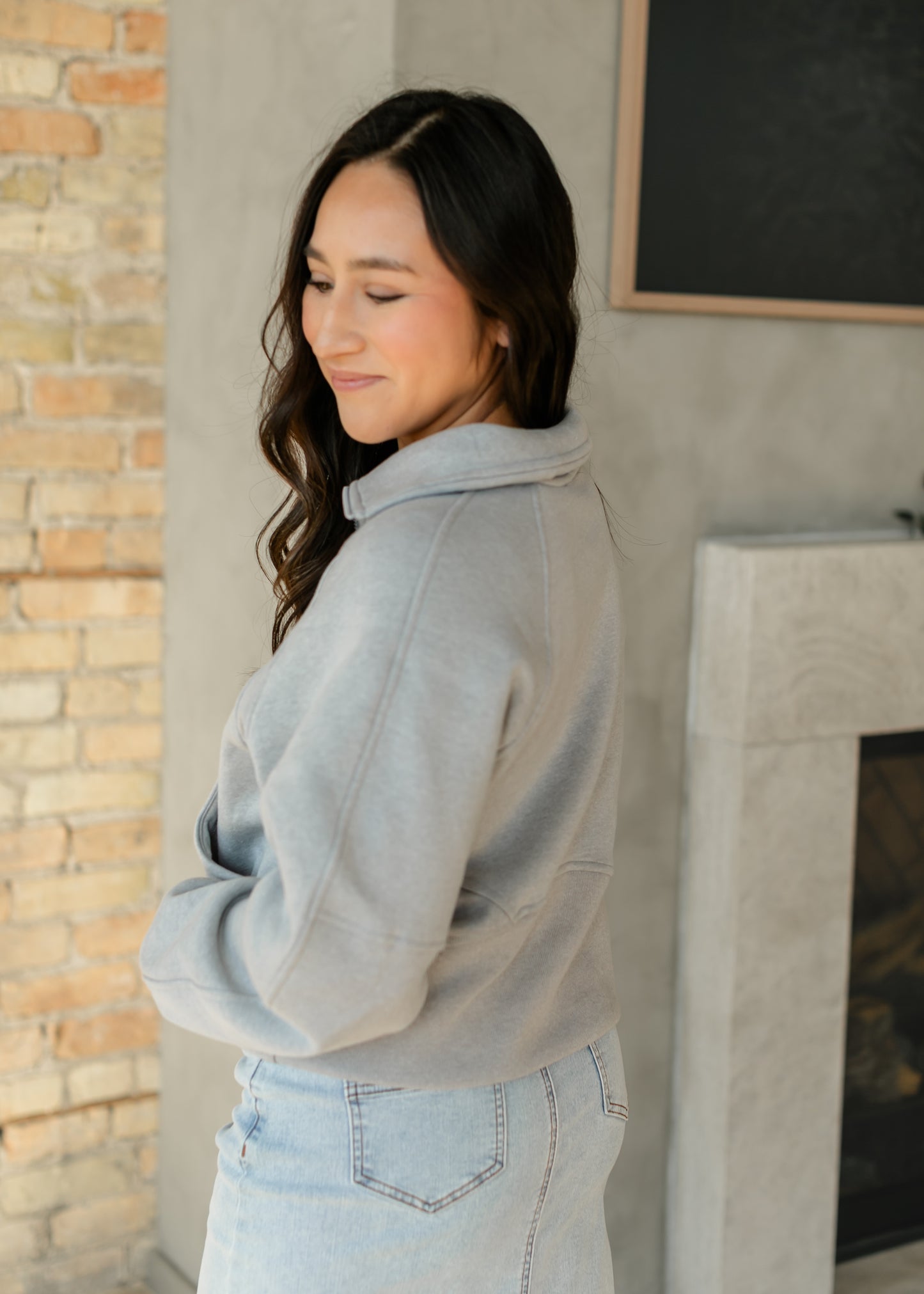 Fleece Half Zip Funnel Neck Sweatshirt