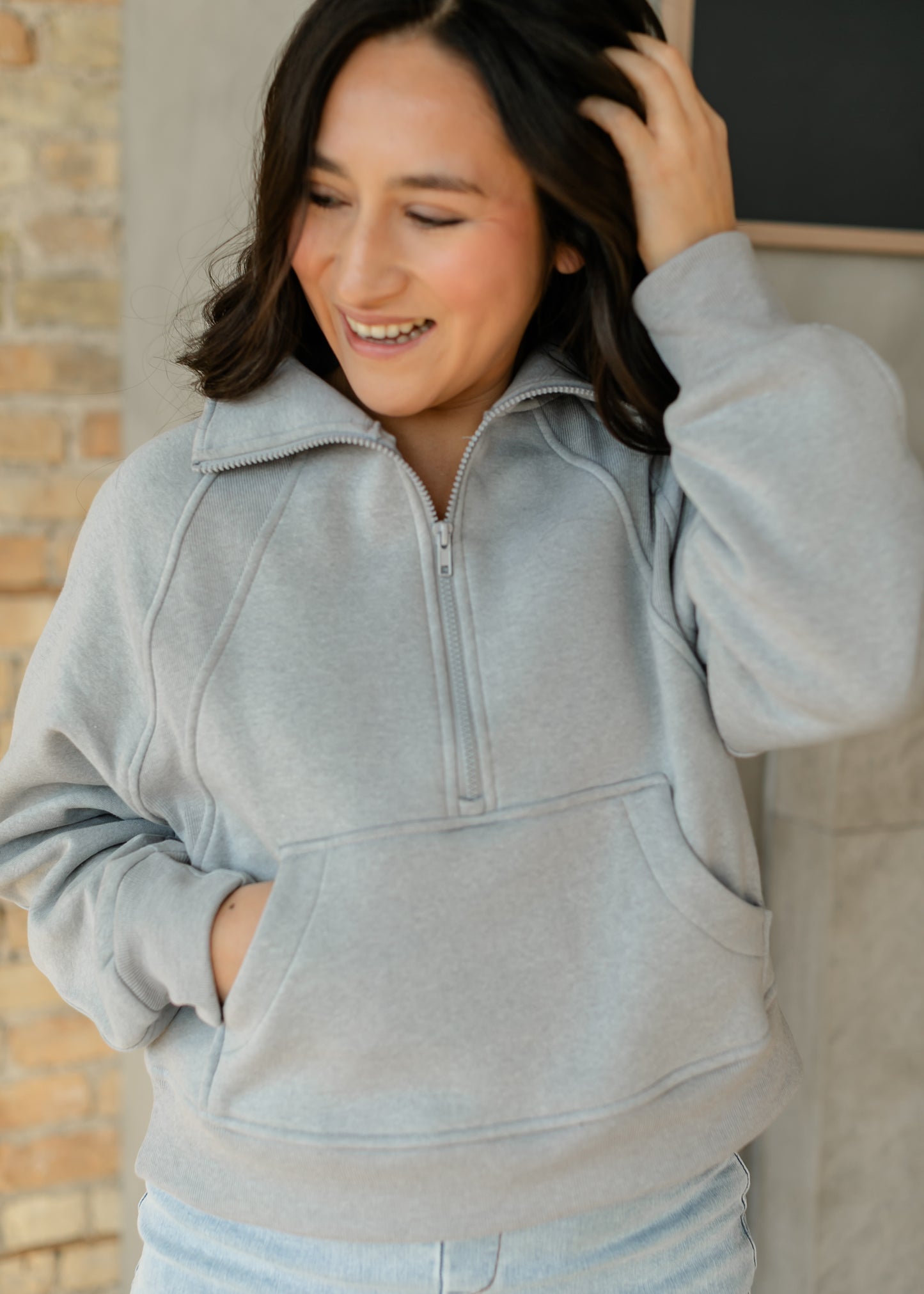 Fleece Half Zip Funnel Neck Sweatshirt