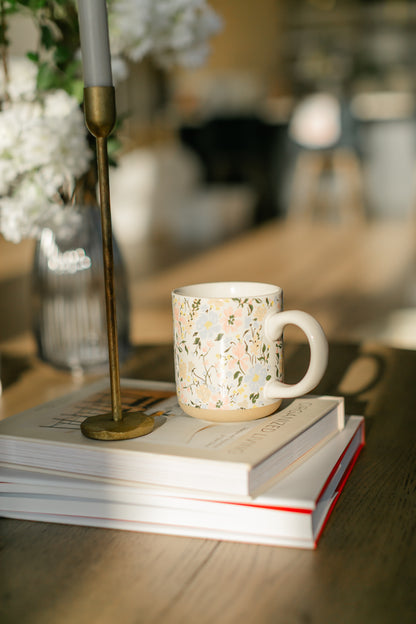 Floral Stoneware Coffee Mug