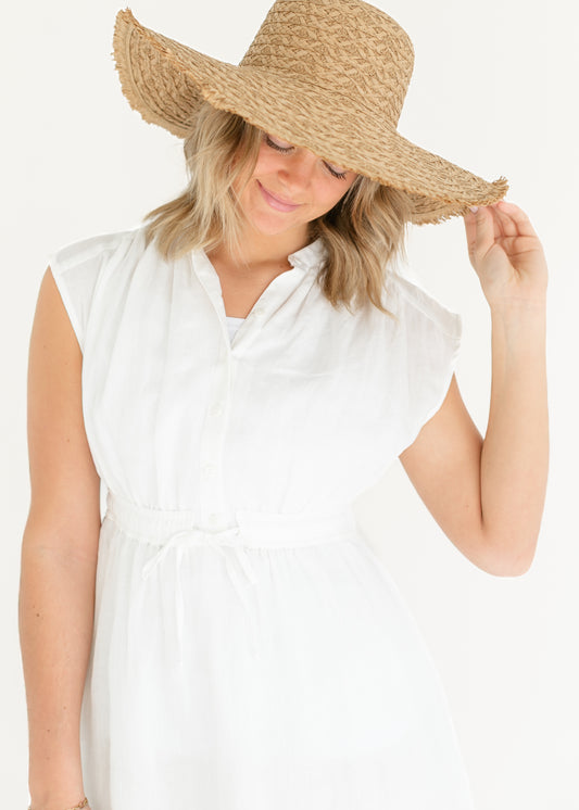 Frayed Straw Floppy Sun Hat