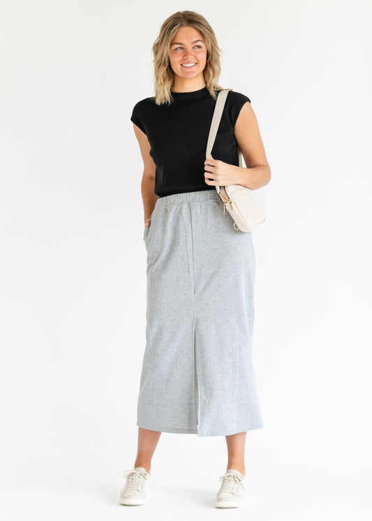 French Terry Front Slit Maxi Skirt