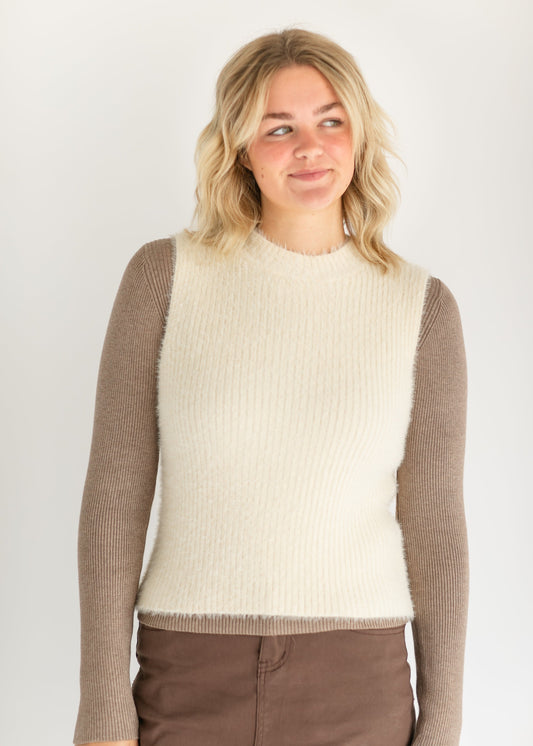 Fuzzy Soft Sweater Tank Top