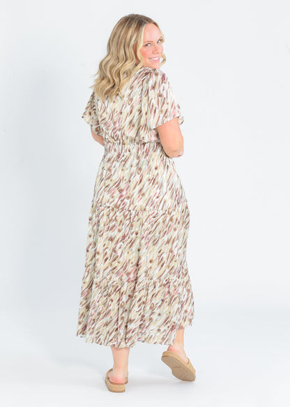 Gina Short Sleeve Tiered Midi Dress