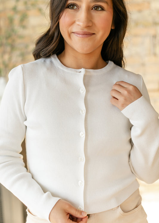 Ivory Button Up Knit Cardigan