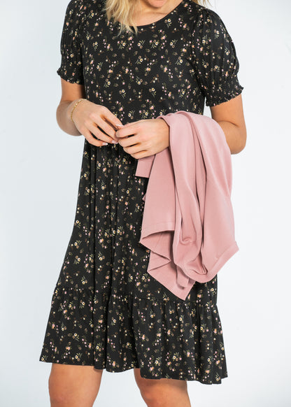 Jess Smocked Short Sleeve Midi Dress