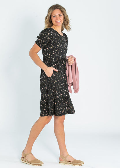 Jess Smocked Short Sleeve Midi Dress