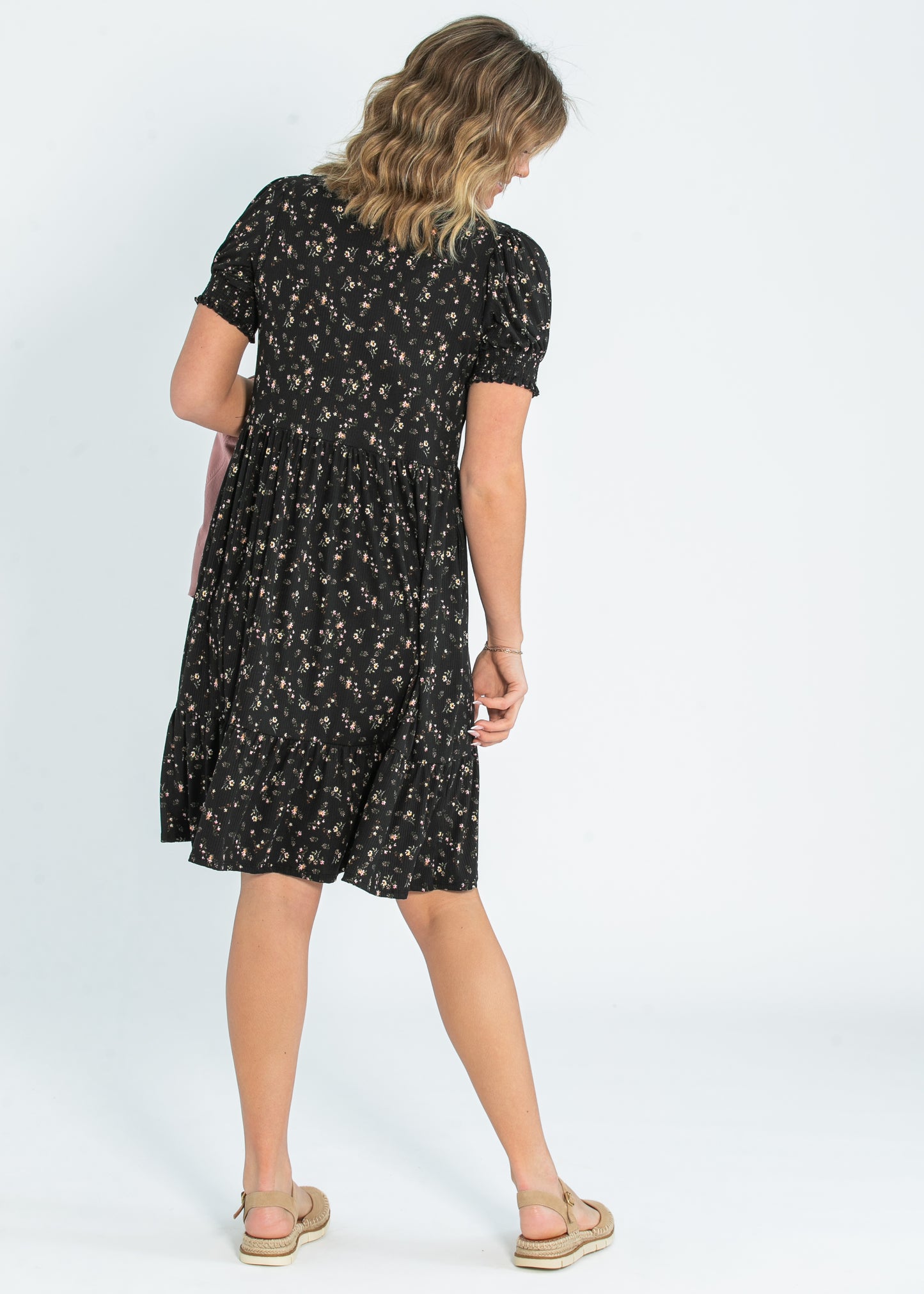 Jess Smocked Short Sleeve Midi Dress