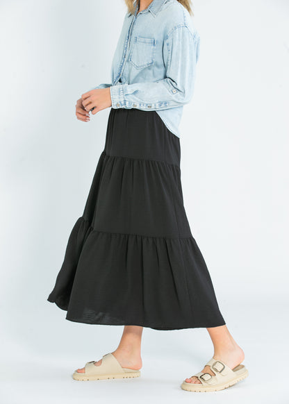 Jill Stretch Waist Tiered Maxi Skirt