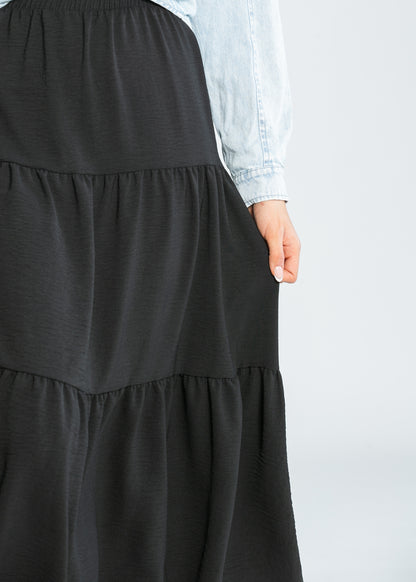 Jill Stretch Waist Tiered Maxi Skirt