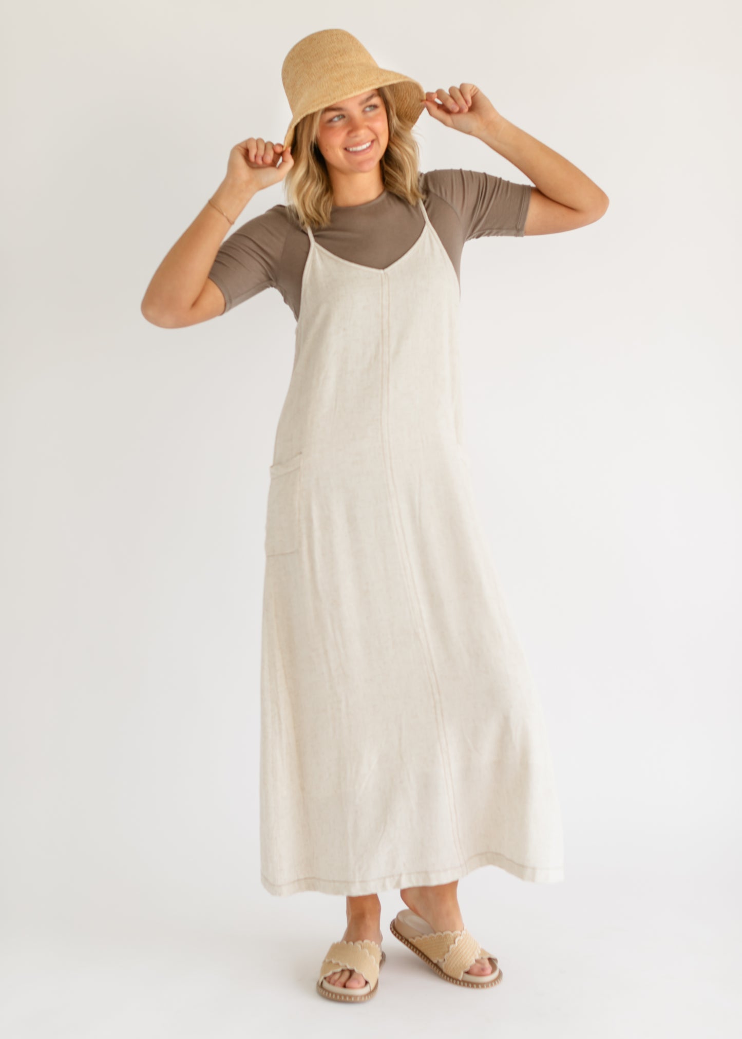 Linen Blend Overall Dress FF Dresses