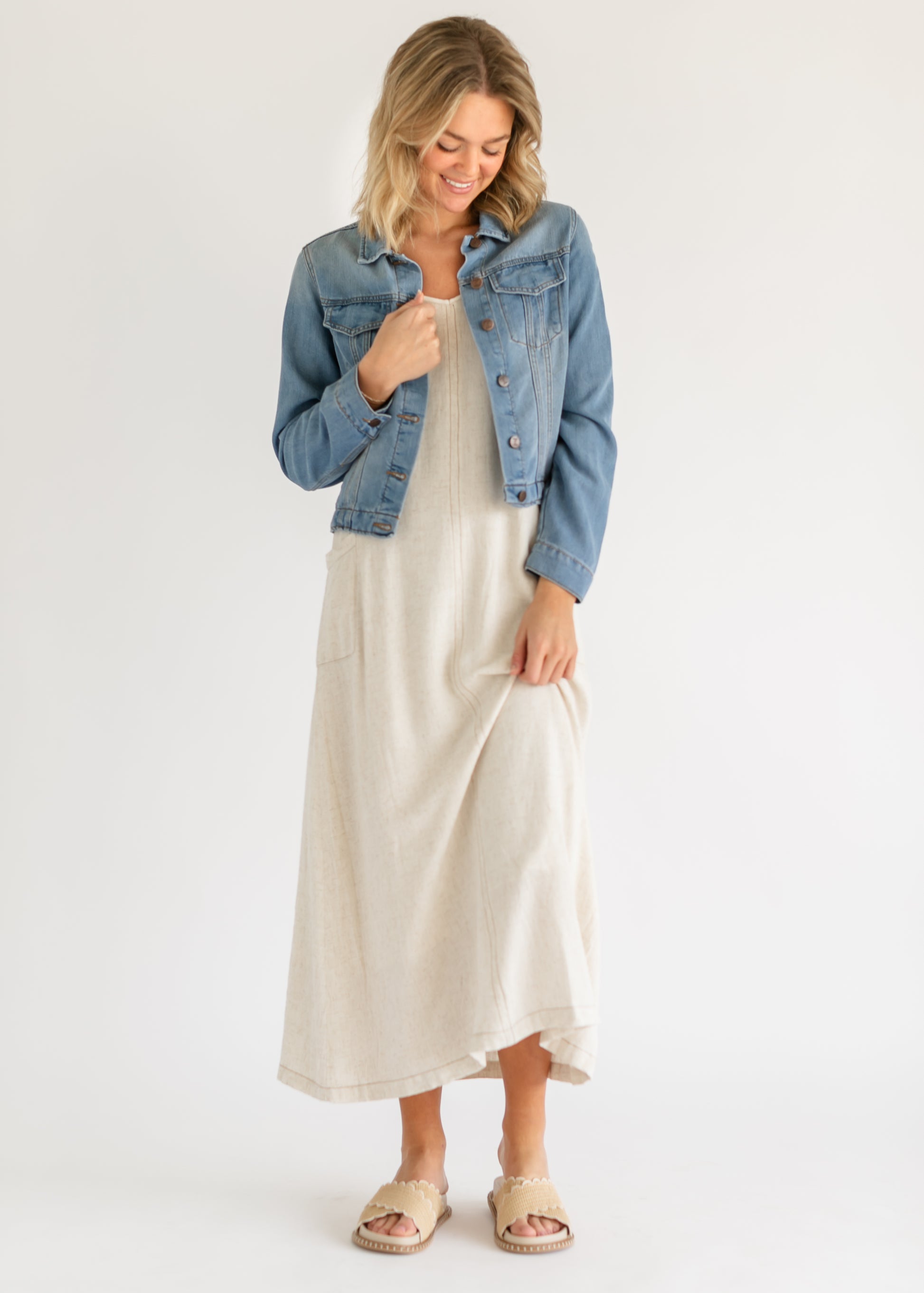 Linen Blend Overall Dress FF Dresses