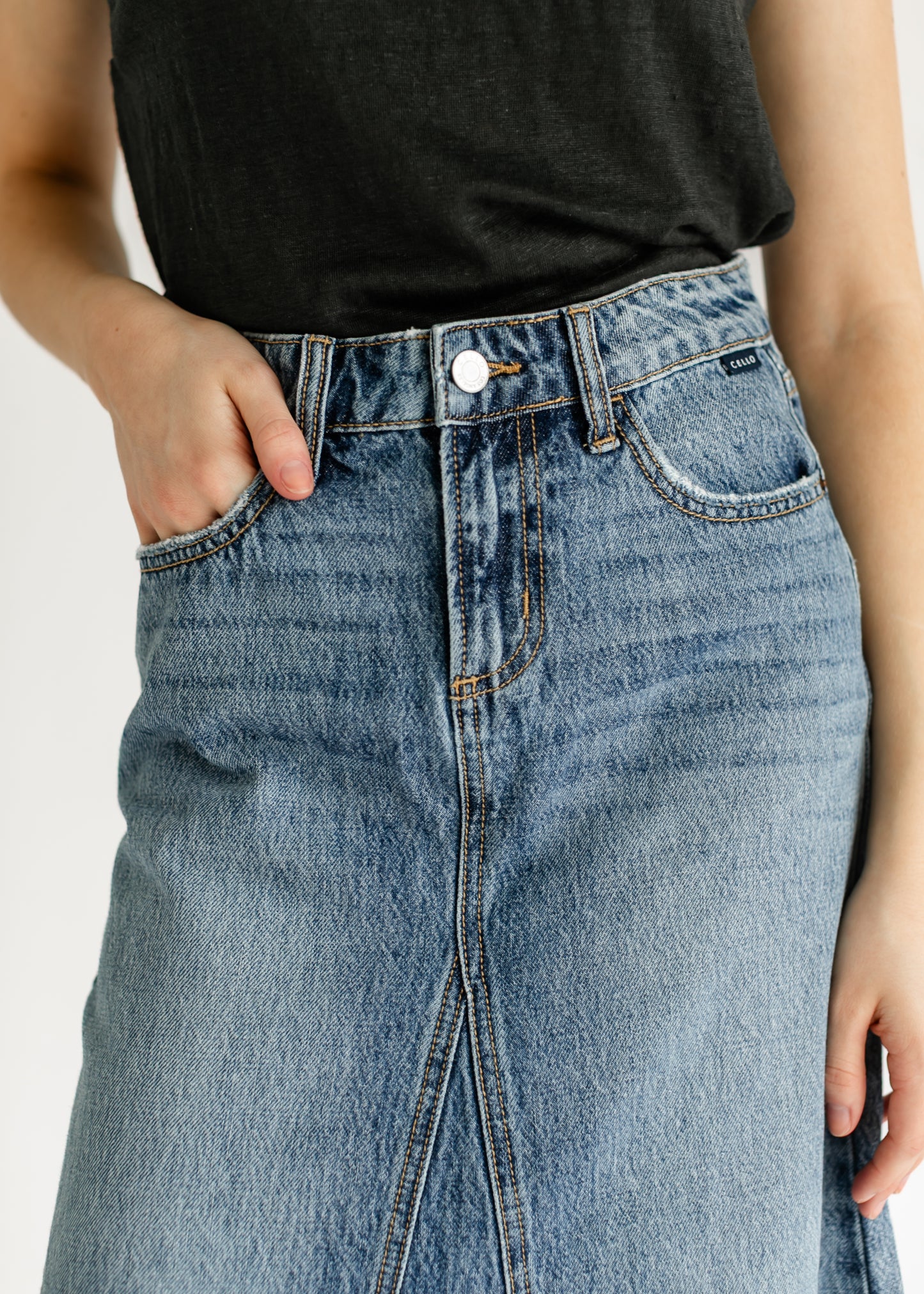 Low Rise A-line Denim Skirt