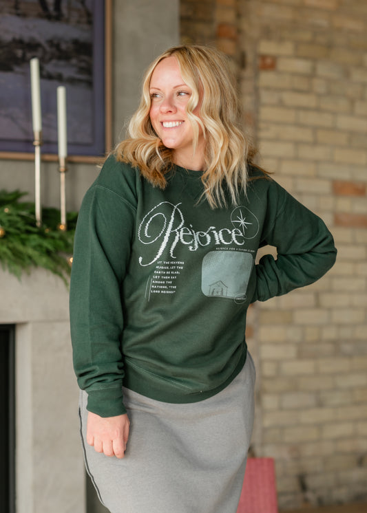 Rejoice Crewneck Green Sweatshirt