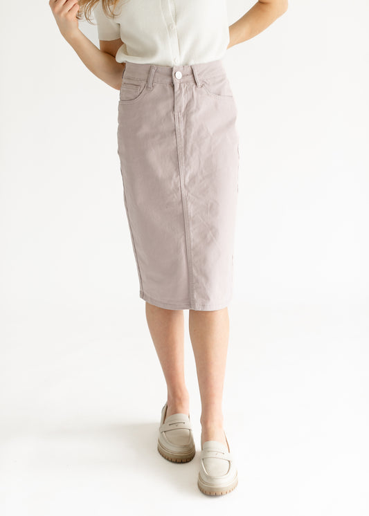 Remi Lilac Denim Midi Skirt