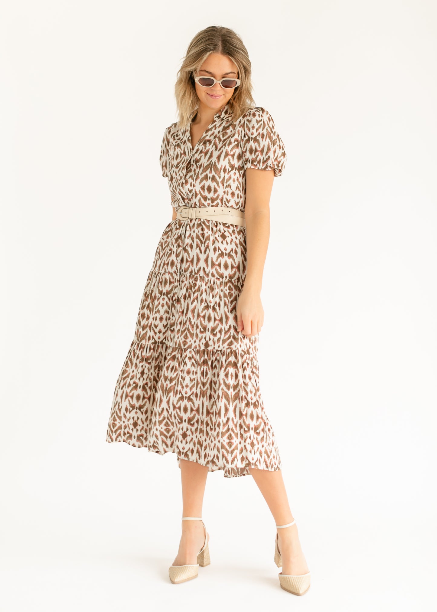 Short Sleeve Casablanca Print Maxi Dress FF Dresses