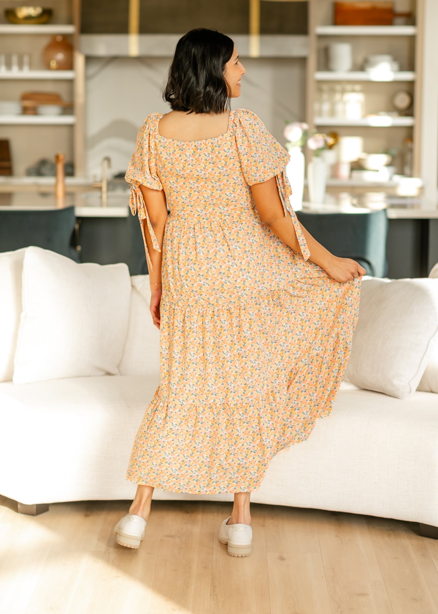 Smocked Puff Sleeve Floral Maxi Dress