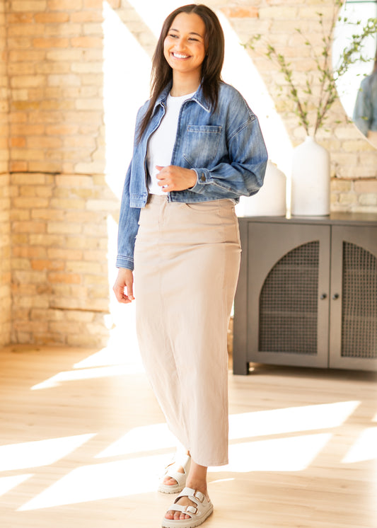 Stella Simply Taupe Denim Maxi Skirt