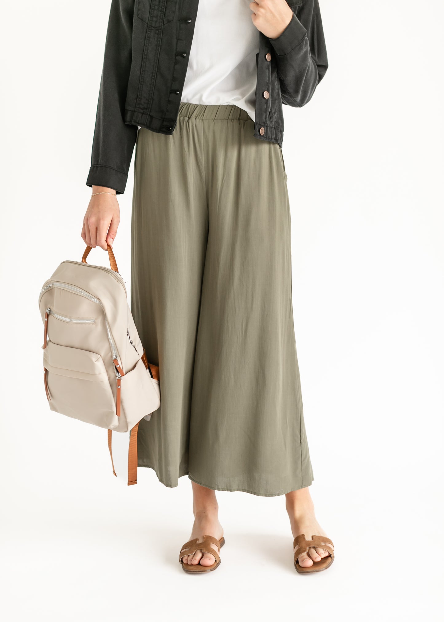 Wide Leg Stretch Waist Culottes