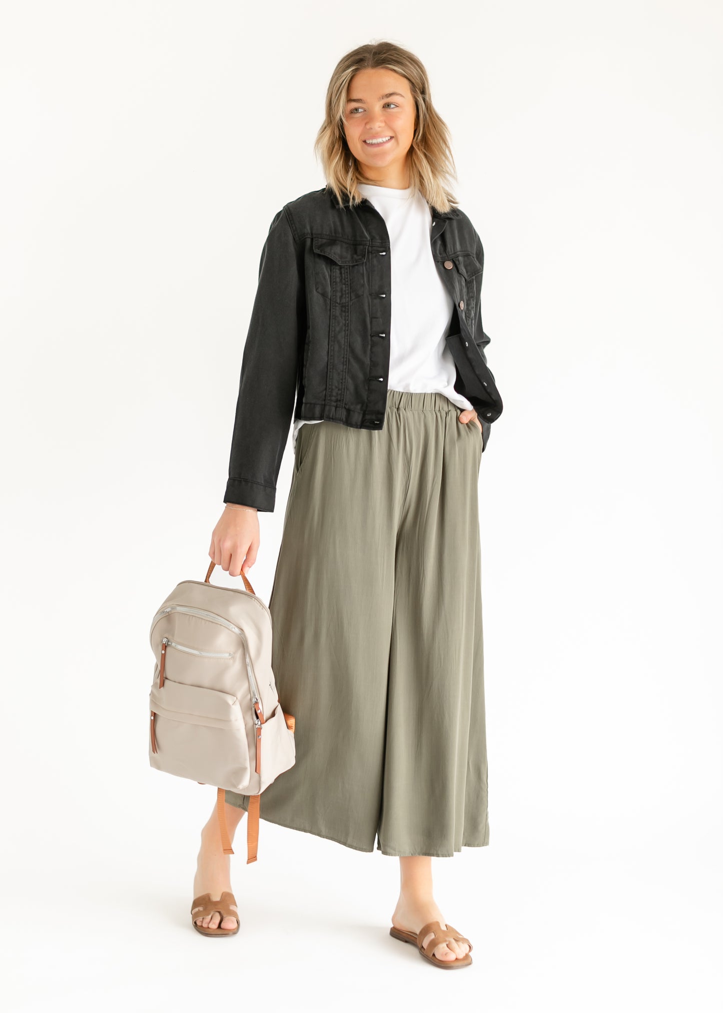 Wide Leg Stretch Waist Culottes