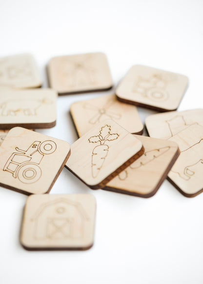 Wooden Farm Memory Matching Game