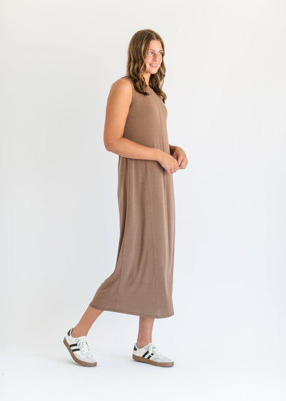 Adeline Jersey Crewneck Sleeveless T-shirt Maxi Dress FF Dresses