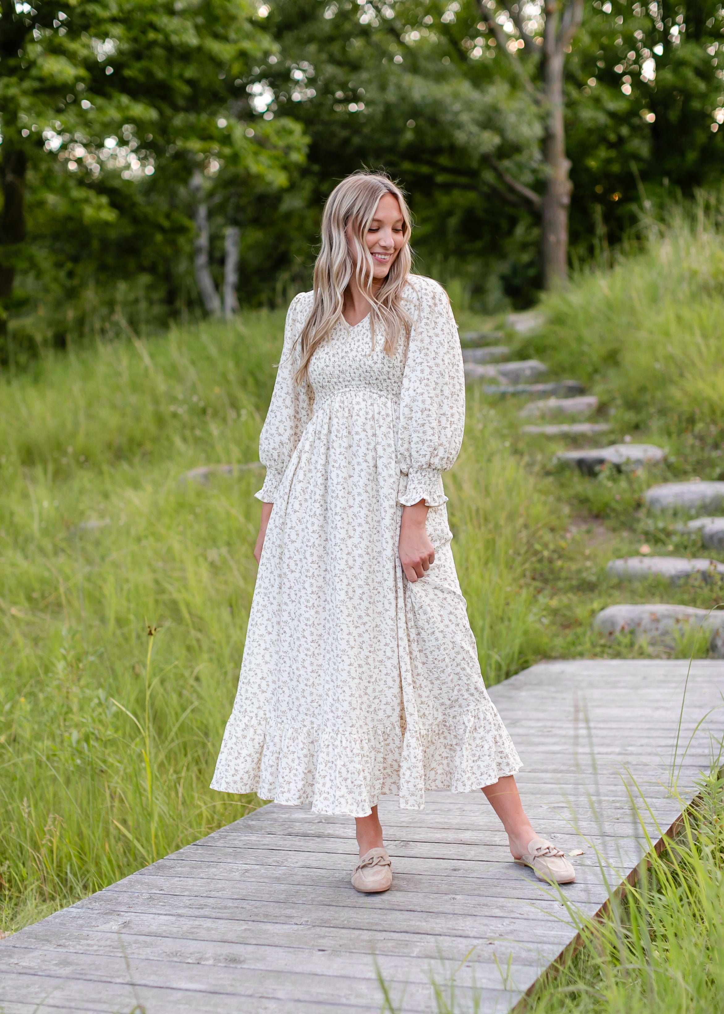 Ariella Long Sleeve Floral Smocked Maxi Dress - FINAL SALE – Inherit Co.