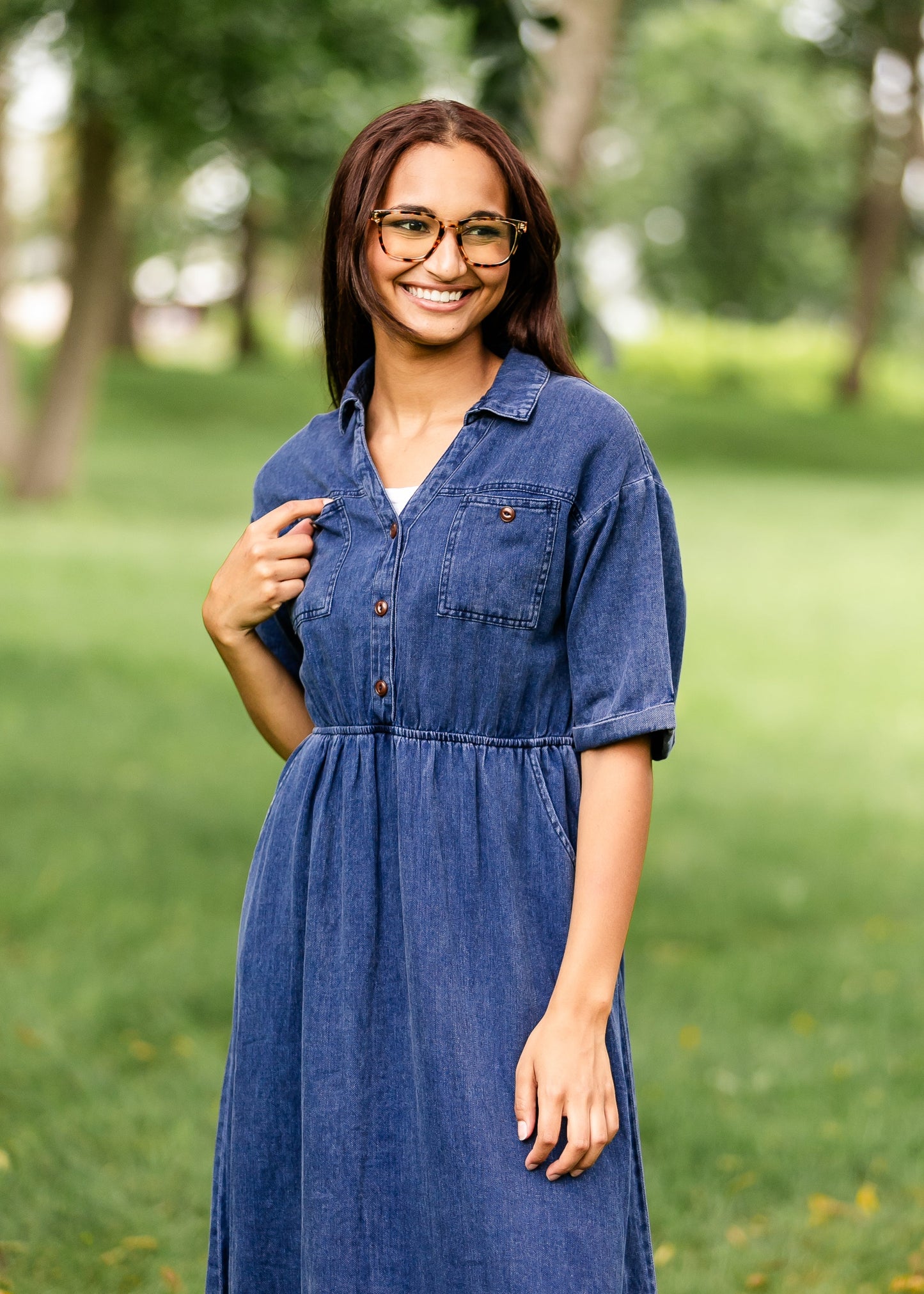 Aspen Denim Button Up Maxi Dress FF Dresses