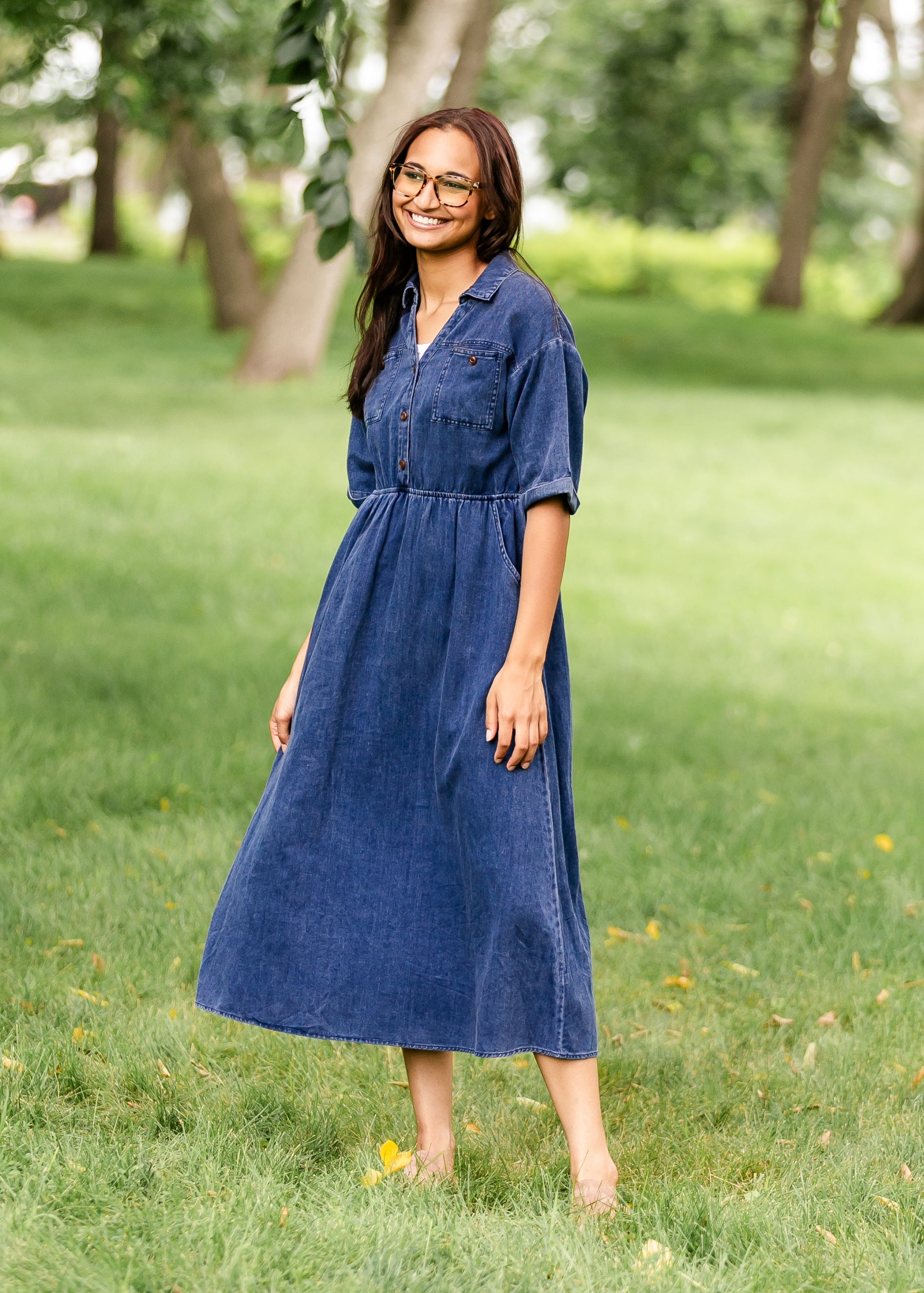 Aspen Denim Button Up Maxi Dress FF Dresses