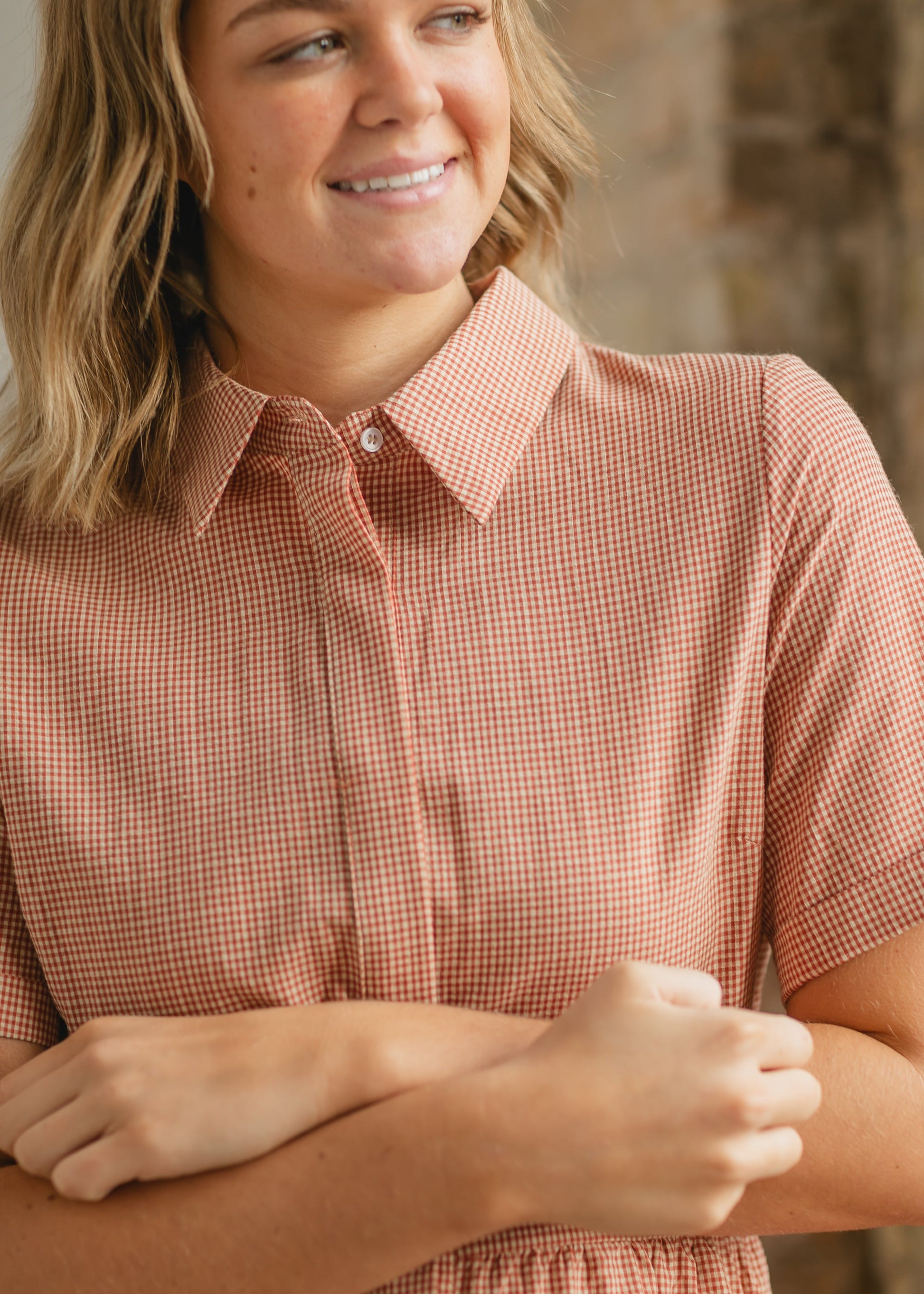 Becky Checkered Button Down Dress FF Dresses