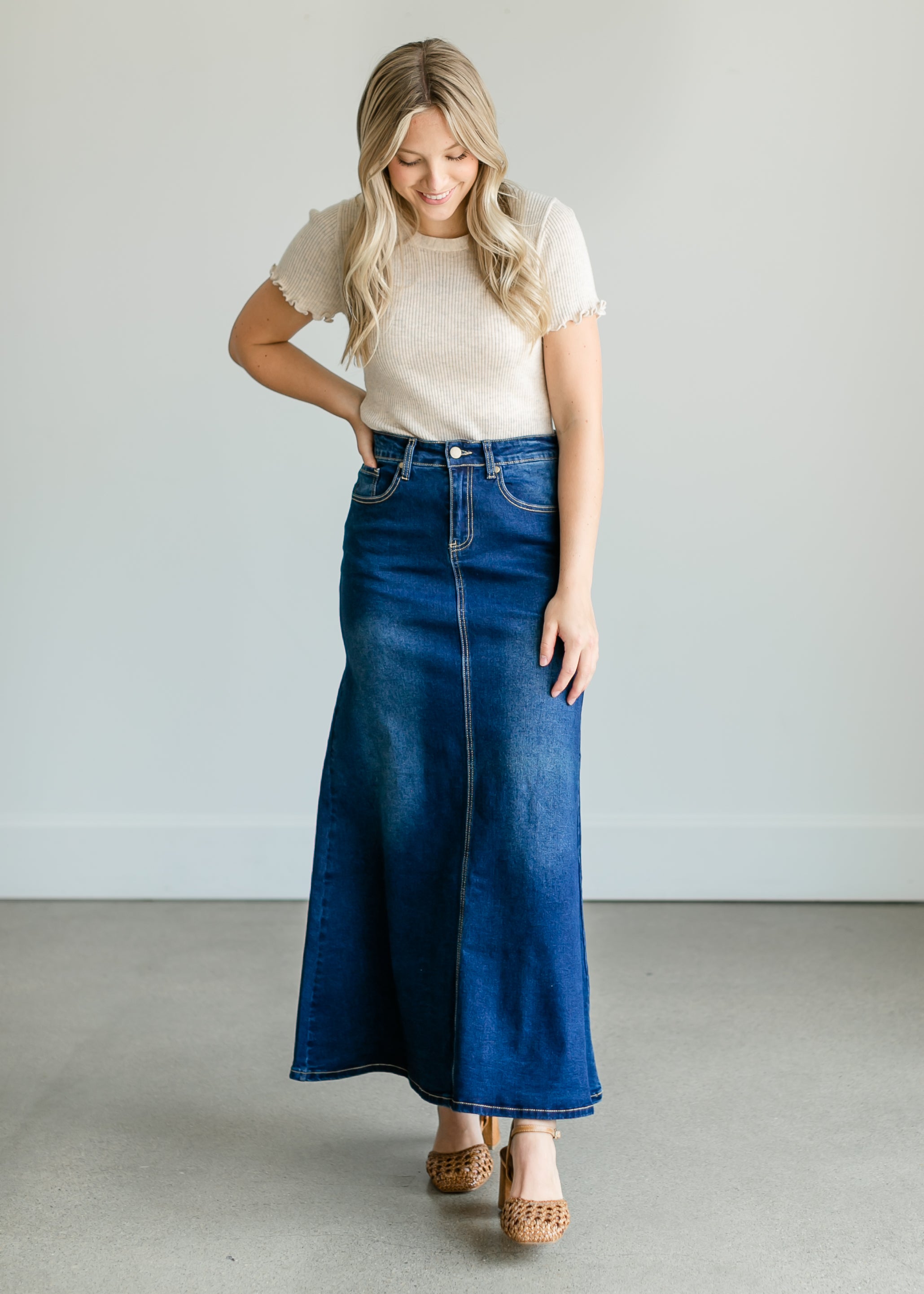 Fashion S-XL 2Colors Long Denim Skirt 2022 Korean Style High Waist Vintage A  Line Split Midi Skirts Women Long Jeans Skirts Style (72998 @ Best Price  Online | Jumia Egypt