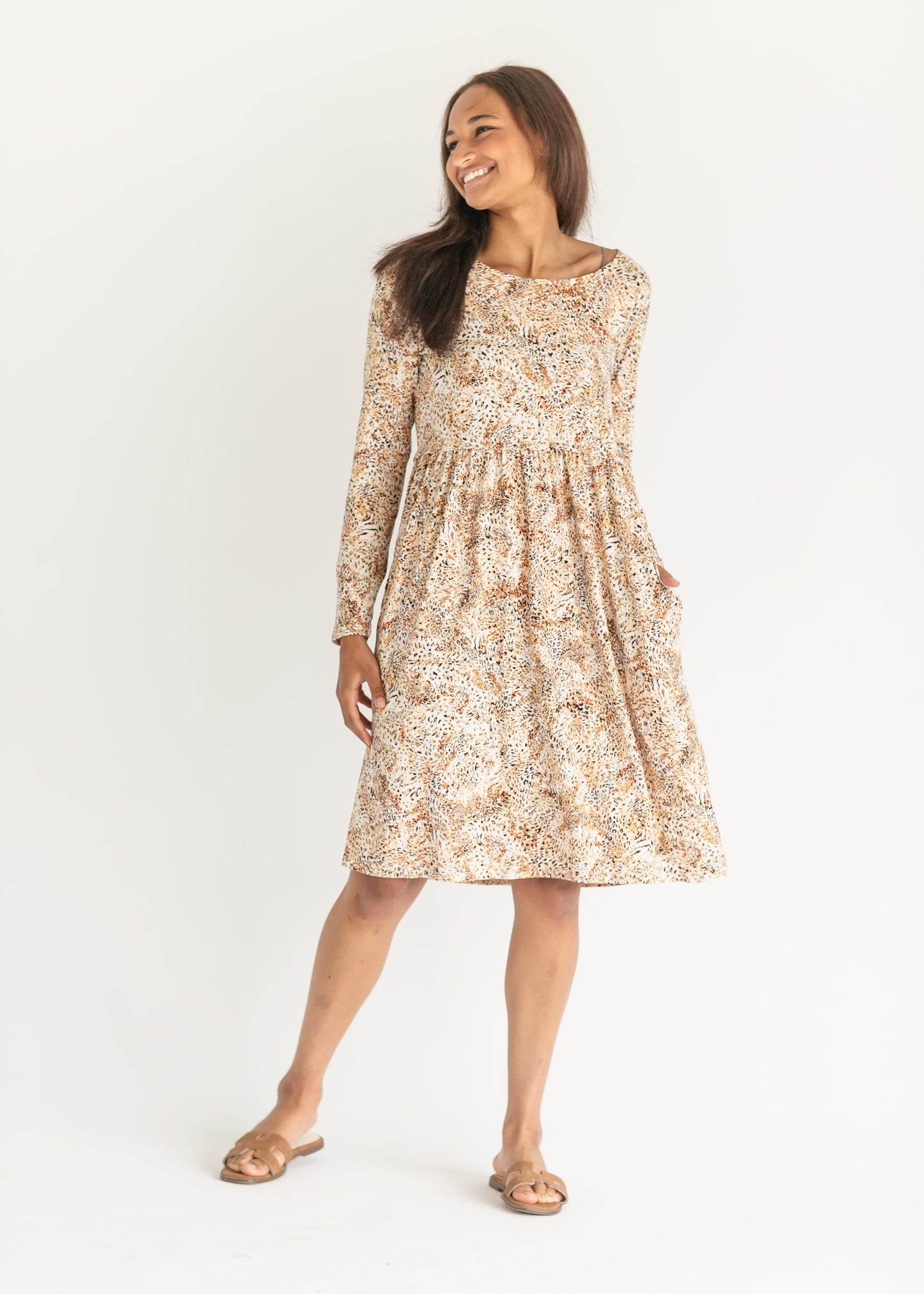 Bindi Long Sleeve Midi Dress IC Dresses Taupe / S