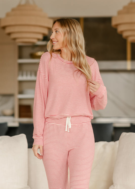 Bisous Stripe Long Sleeve Soft Lounge Top FF Tops